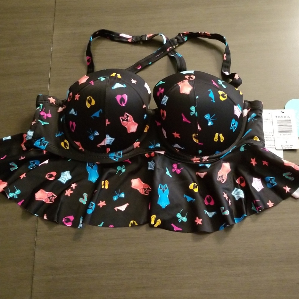 Torrid Large Bikini Top Beach Print NWT